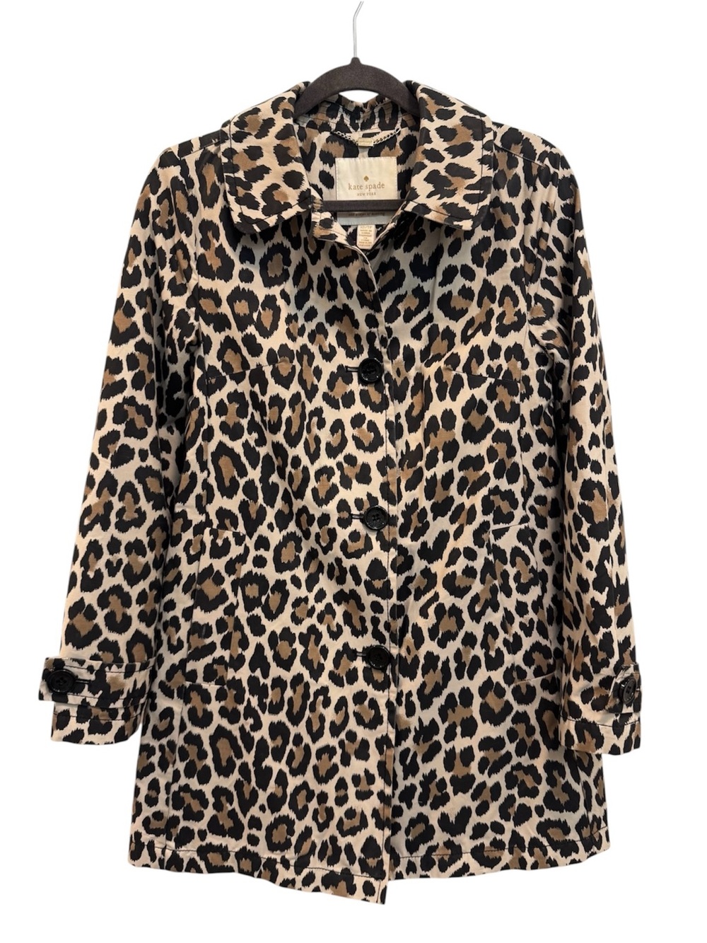 Kate Spade Leopard Print Rain Trench Coat - Size XS